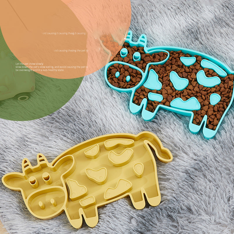 Anti-Choking Slow Feeding Cow Shaped Dog Dish