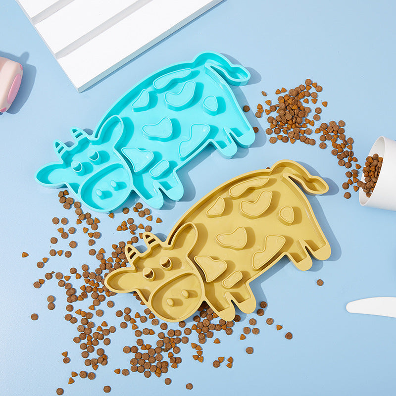 Anti-Choking Slow Feeding Cow Shaped Dog Dish