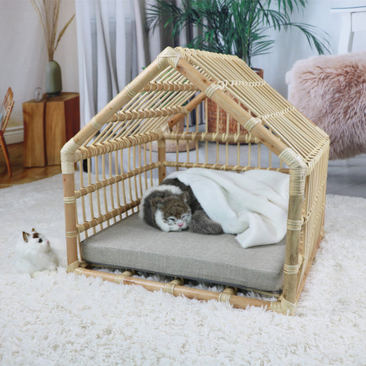 Handmade Oversized Rattan Woven Cat Nest