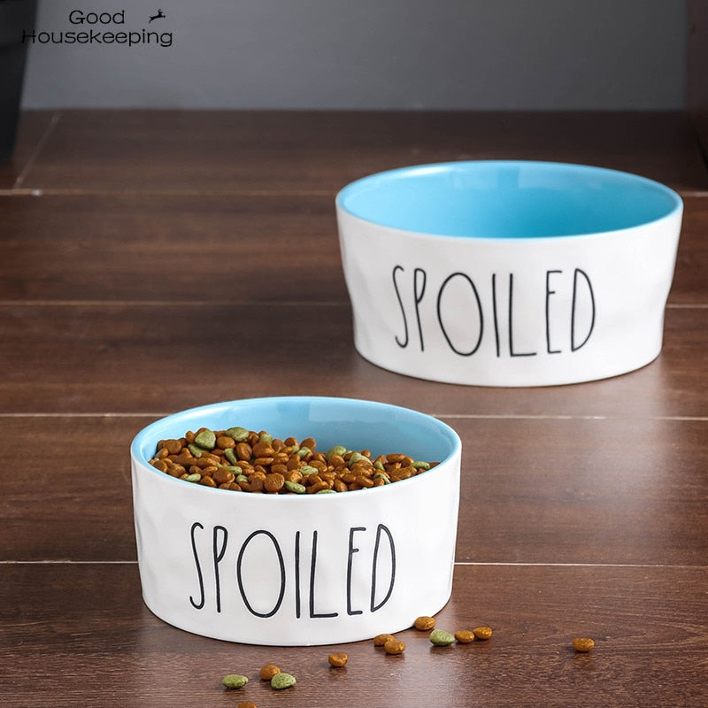 "Spoiled" Ceramic Food and Water Pet Bowls