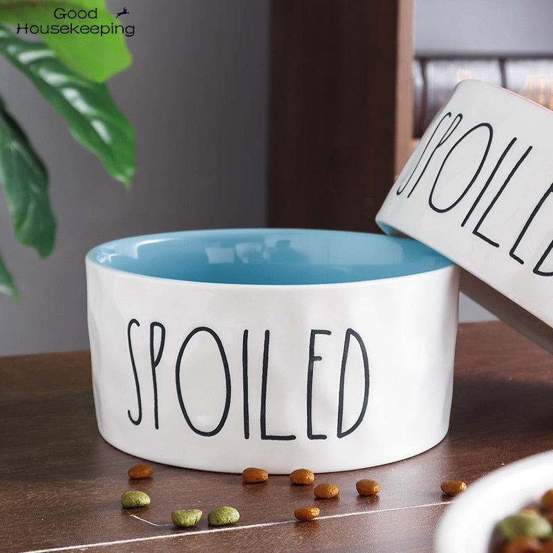 "Spoiled" Ceramic Food and Water Pet Bowls