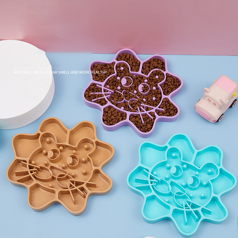 Cat Face Slow Food Bowl, Anti Choking Dog / Cat Bowl