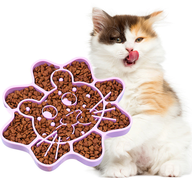 Cat Face Slow Food Bowl, Anti Choking Dog / Cat Bowl