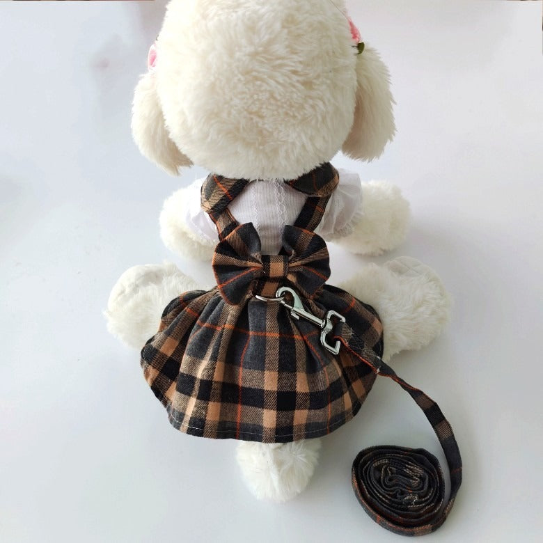 Checkered Dog Dress with Matching Leash