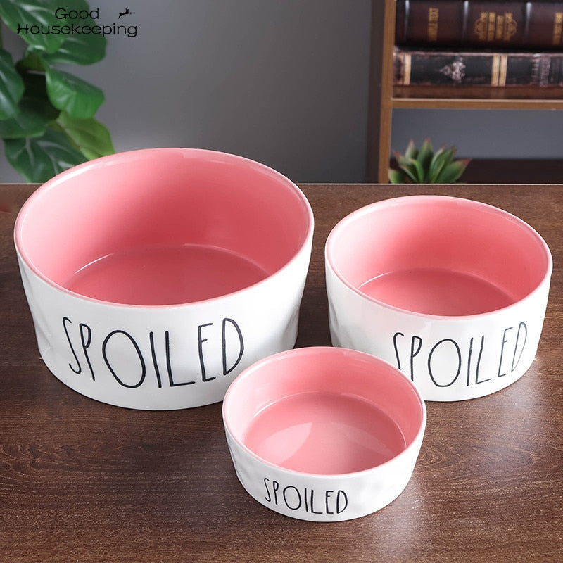 "Spoiled" Ceramic Food and Water Pet Bowls
