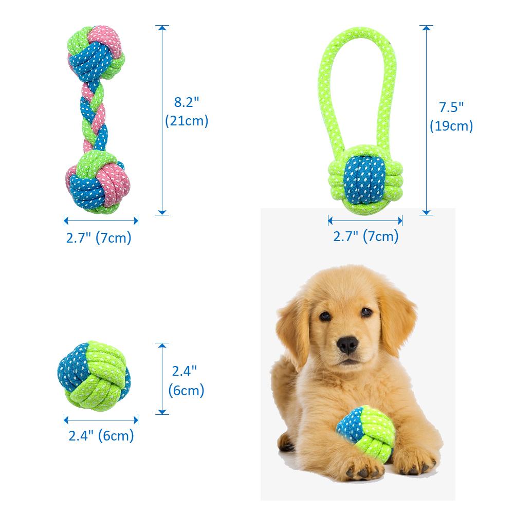Cotton Dog Rope Toy, Knot Puppy Chew Teething Toys