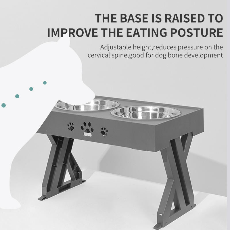 Feeding Dog Trey with Stainless Steel Bowls