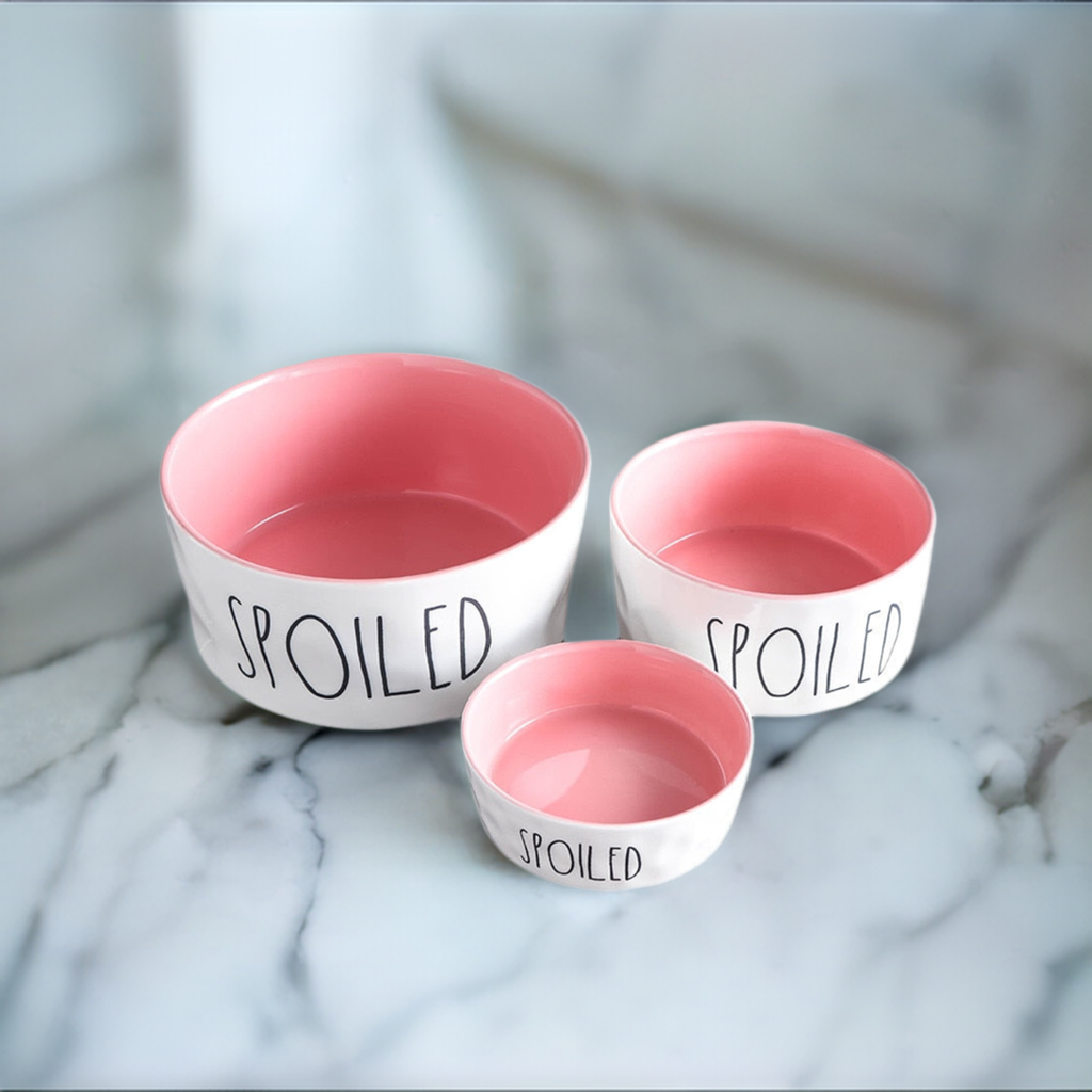 "Spoiled" Ceramic Food and Water Pet Bowls