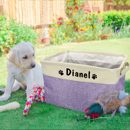 Foldable Canvas Linen Storage Bin for Dog Toys