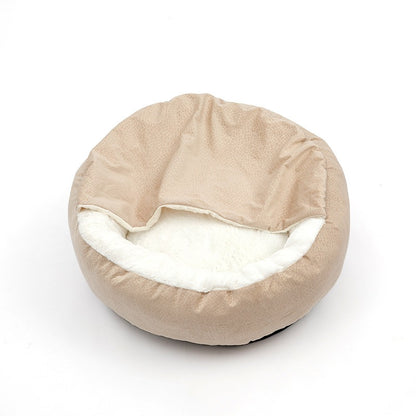 Round, Luxury Cat Bed with Built in Cover