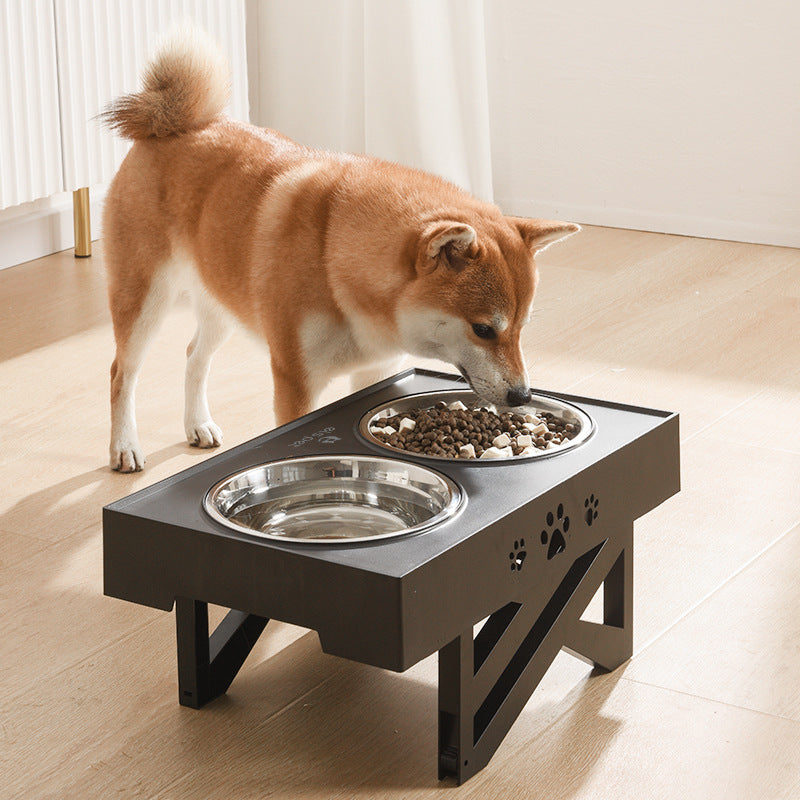 Feeding Dog Trey with Stainless Steel Bowls