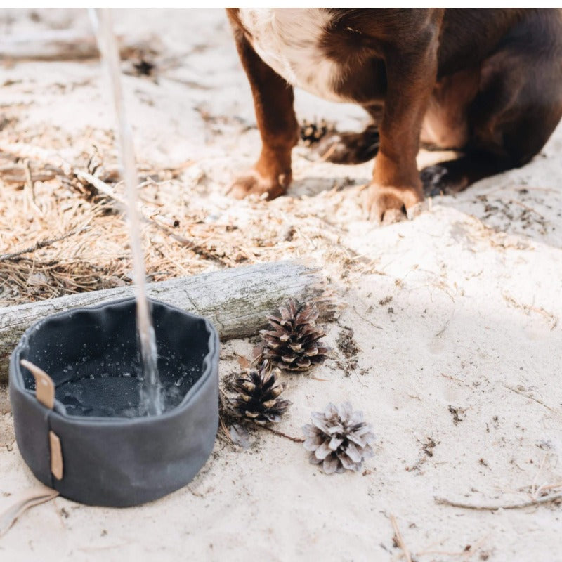 Waxed Portable Canvas Dog Bowl