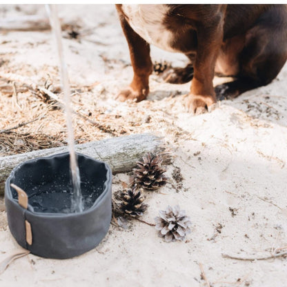 Waxed Portable Canvas Dog Bowl