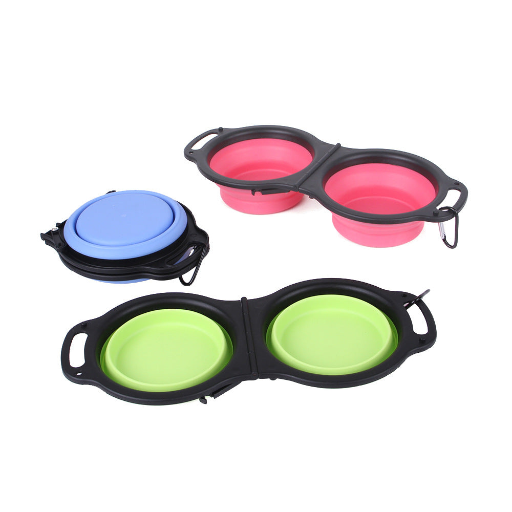 Collapsible Silicone Double Portable Dog Bowl