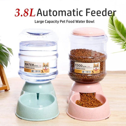 Large Capacity 3.8L Pet Feeder, Automatic Water Basin