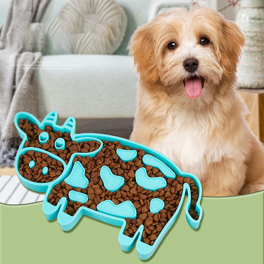 Anti-Choking Slow Feeding Cow Shaped Dog Dish