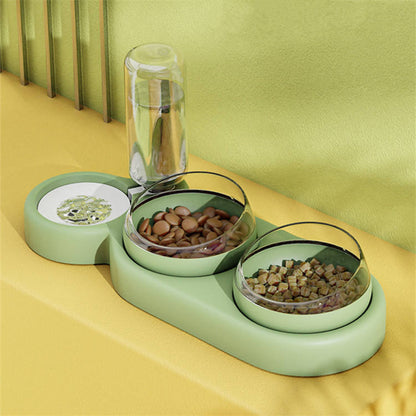 Cat Double Food Bowl with Drinking Bowl