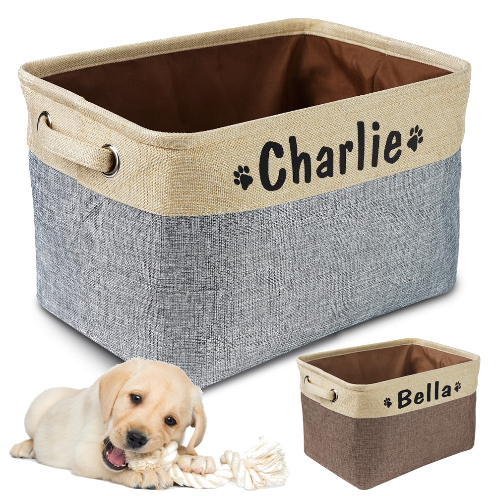 Foldable Canvas Linen Storage Bin for Dog Toys