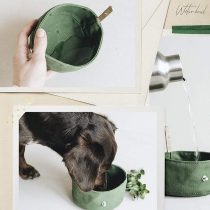 Waxed Portable Canvas Dog Bowl