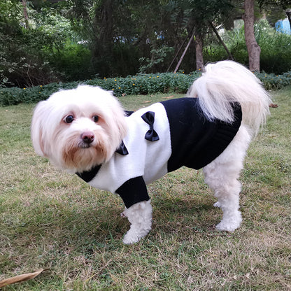 Black and White Dog Sweater with Bows