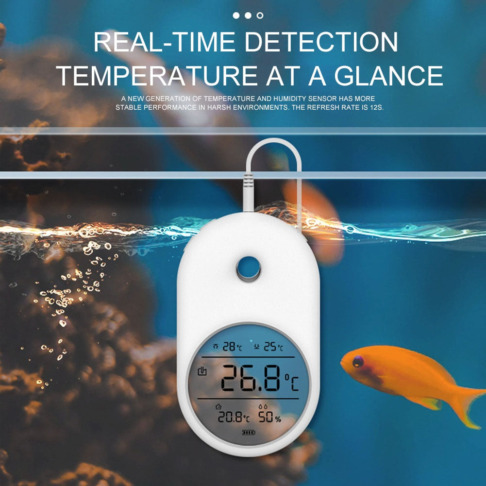 3-in-1 Electronic Aquarium Water Thermometer Hygrometer with Probe