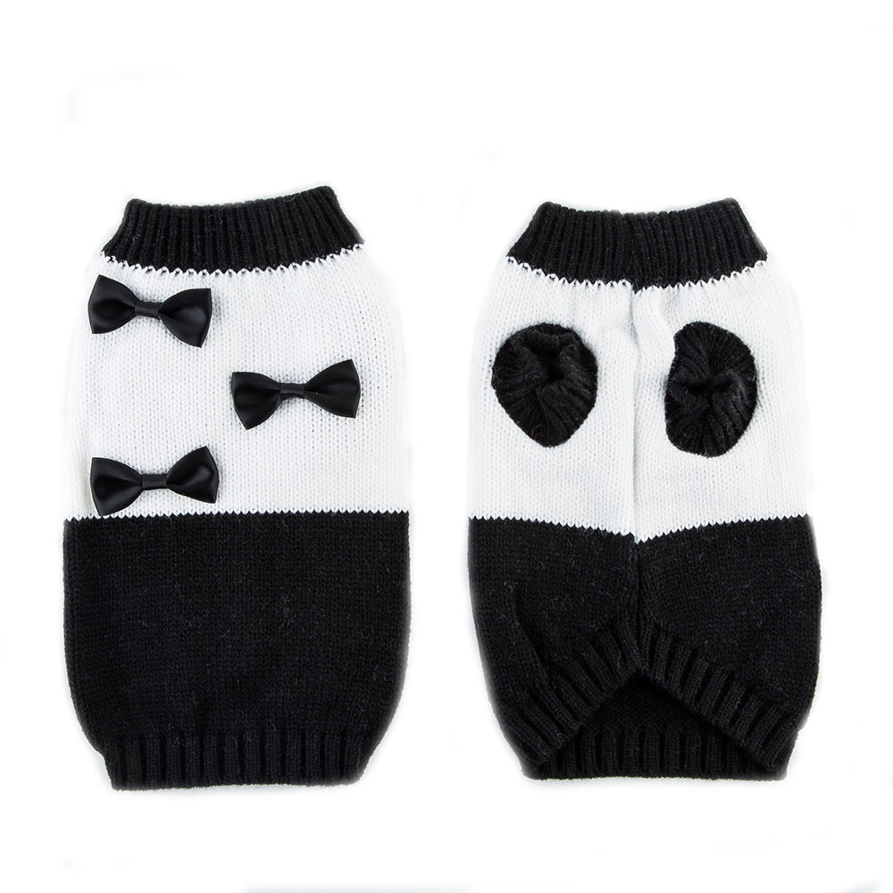 Black and White Dog Sweater with Bows