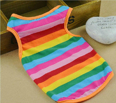 Colorful Rainbow Striped Dog T-Shirt