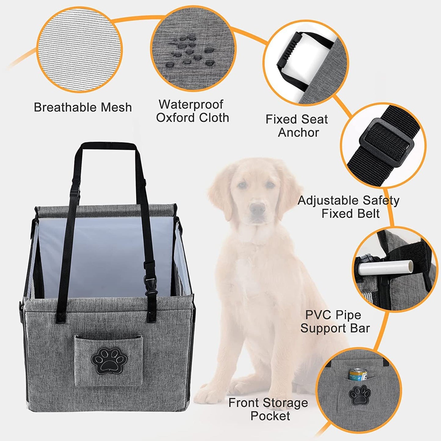 Car Pet Cage, Rear Seat Dog Basket, Waterproof