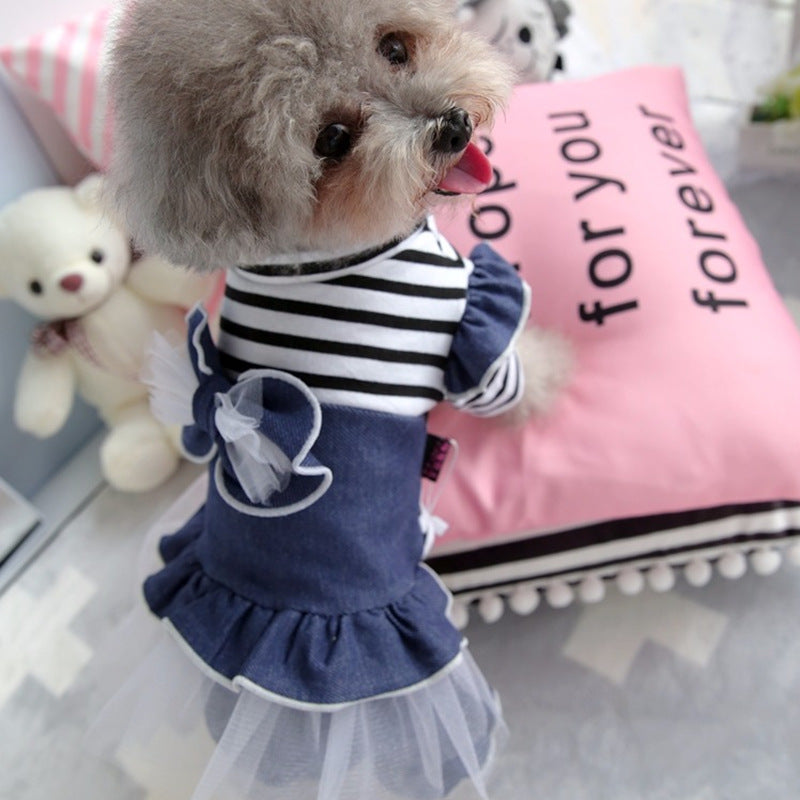 Denim Skirt, Bow Princess Mesh Tutu Dog Skirt