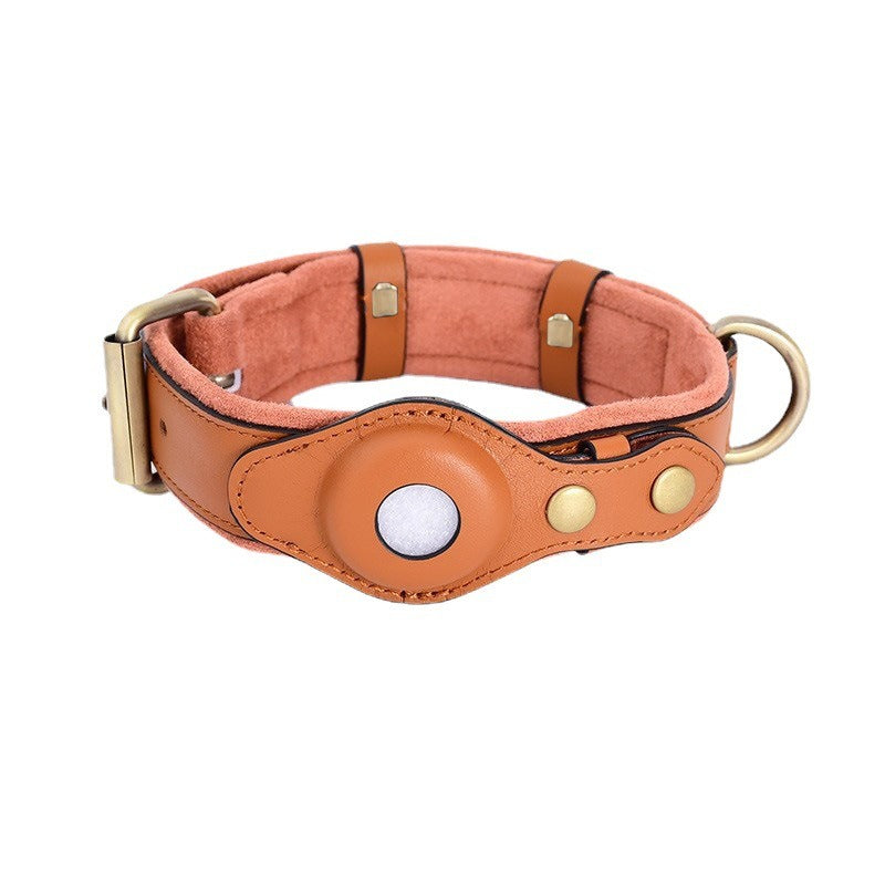 Leather Collar with Apple Airtag Cutout / Leather Dog Leash