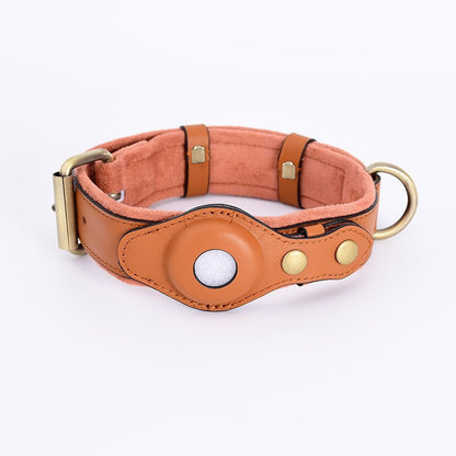 Leather Collar with Apple Airtag Cutout / Leather Dog Leash