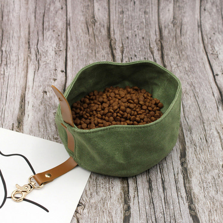 Waxed Portable Canvas Dog Bowl