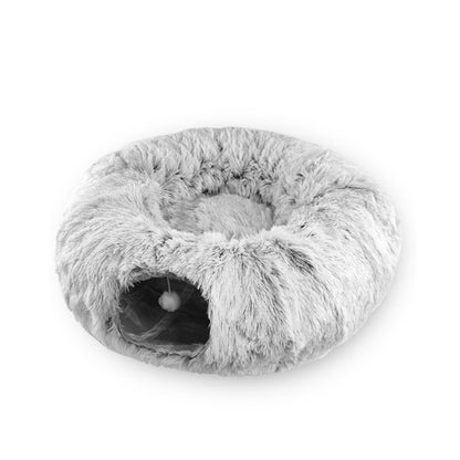 2-in-1 Cat Bed, Interactive Plush Cat Tunnel Bed