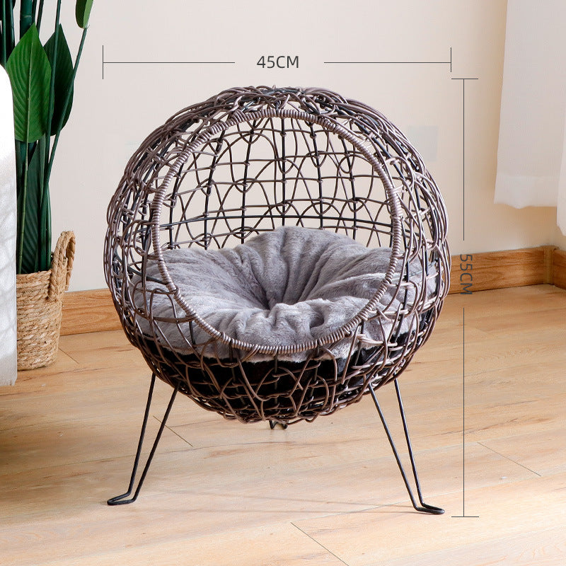 Cat Nest, Semi Closed Rattan Woven Cat Bed