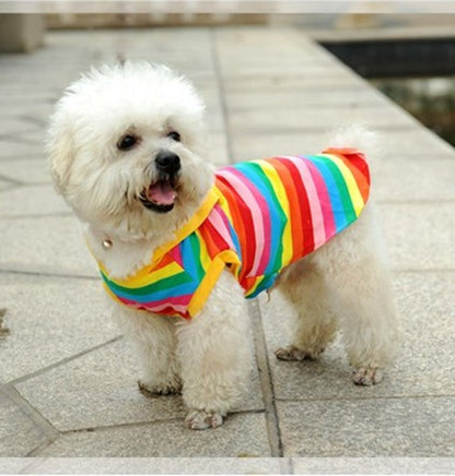 Colorful Rainbow Striped Dog T-Shirt