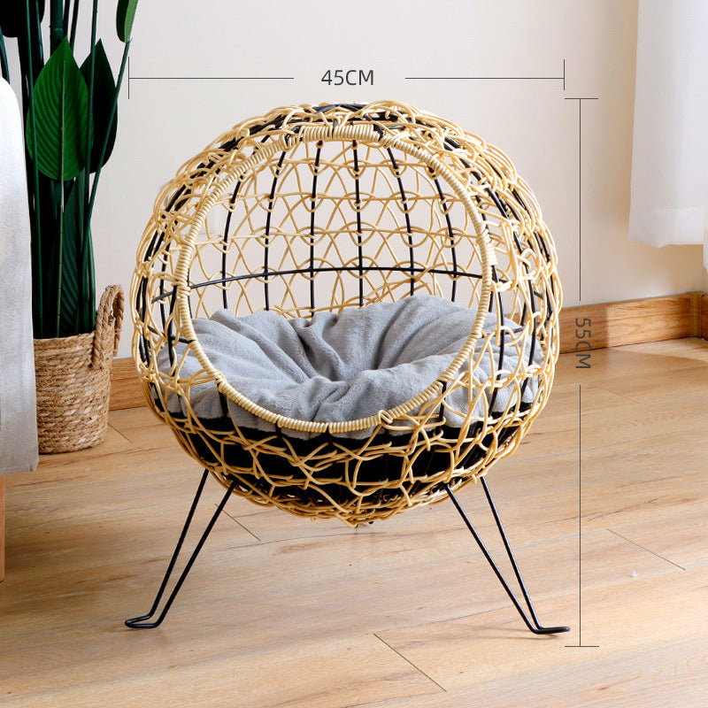 Cat Nest, Semi Closed Rattan Woven Cat Bed