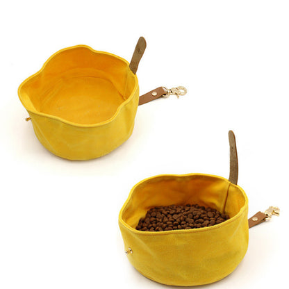 Waxed Portable Canvas Dog Bowl