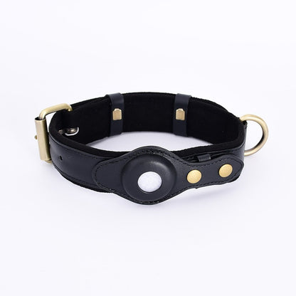 Leather Collar with Apple Airtag Cutout / Leather Dog Leash