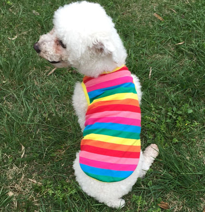 Colorful Rainbow Striped Dog T-Shirt