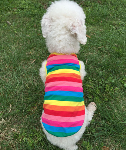 Colorful Rainbow Striped Dog T-Shirt