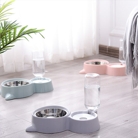 2-in-1 Automatic Gravity Water Bowl, Cat Food Bowl