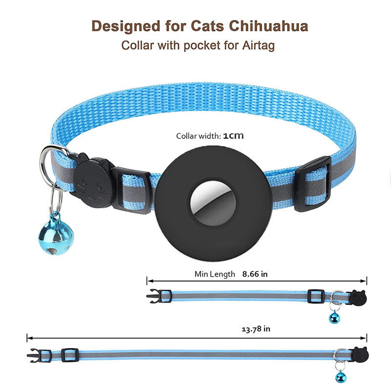 Airtag Reflective Cat Collar with Bell