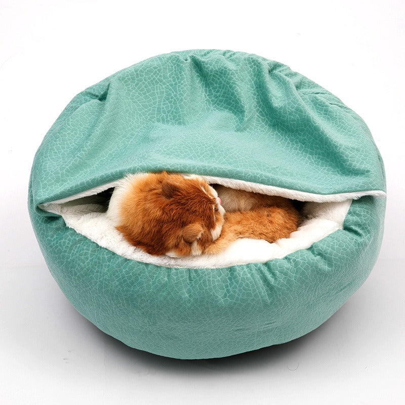 Round, Luxury Cat Bed with Built in Cover