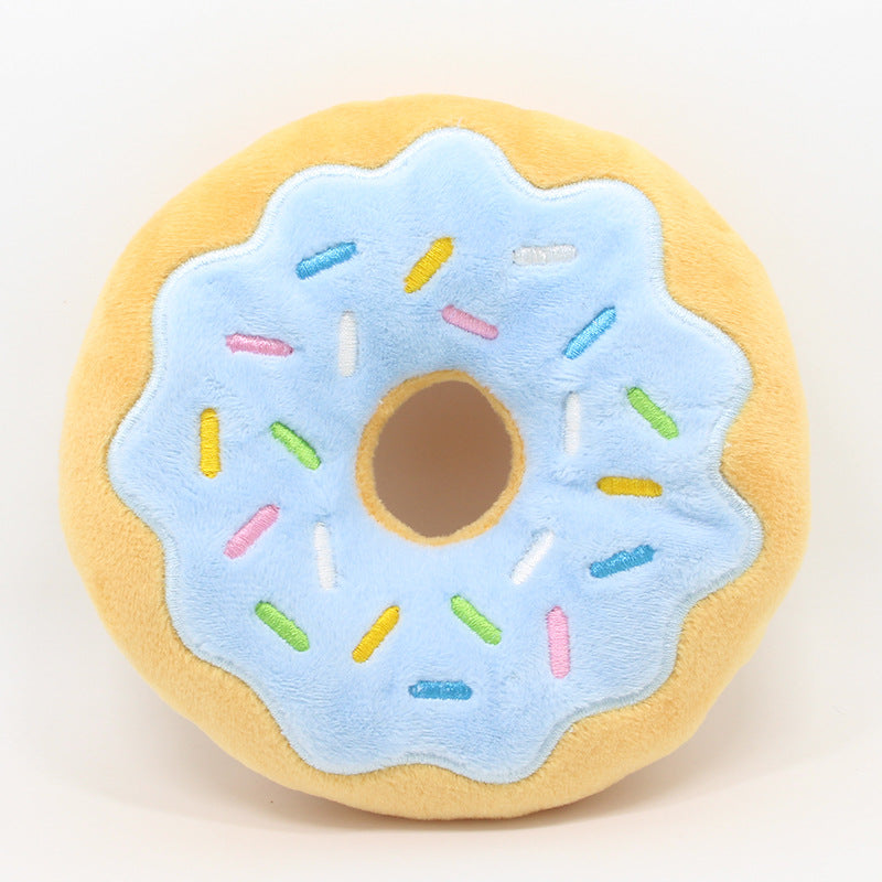 Donut Plush Dog Chew Toy with Squeaker