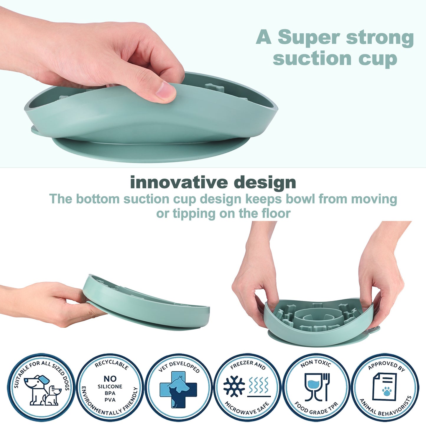 Anti-Choking, Non-Slip Suction Cup Silicone Slow Feeding Bowl