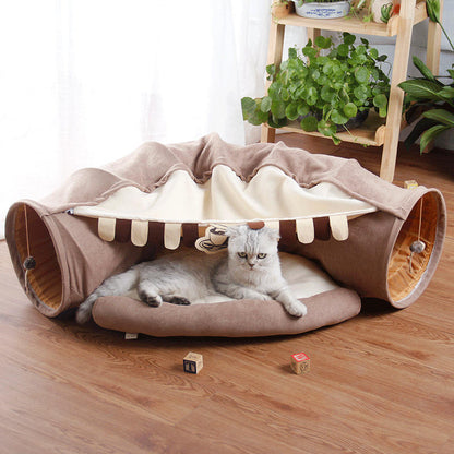 Foldable Cat Tunnel, Cat Villa Detachable Bed