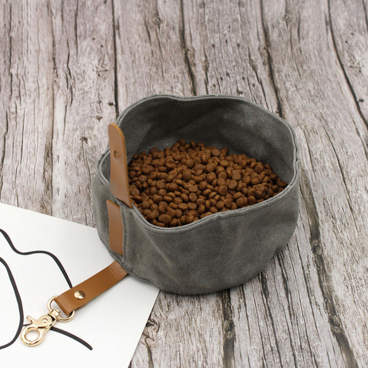 Waxed Portable Canvas Dog Bowl