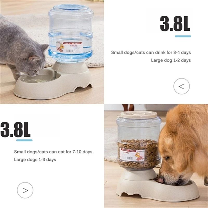 Large Capacity 3.8L Pet Feeder, Automatic Water Basin