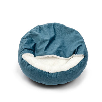 Round, Luxury Cat Bed with Built in Cover